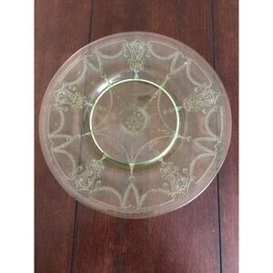 VTG Uranium Glass Cameo Ballerina Display Dinner Plate Depression Glass